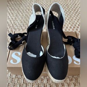Soludos Classic Espadrille Wedge Black 8.5